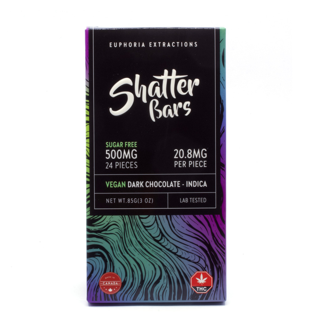 500mg Indica Vegan Dark Shatter Bar by Euphoria